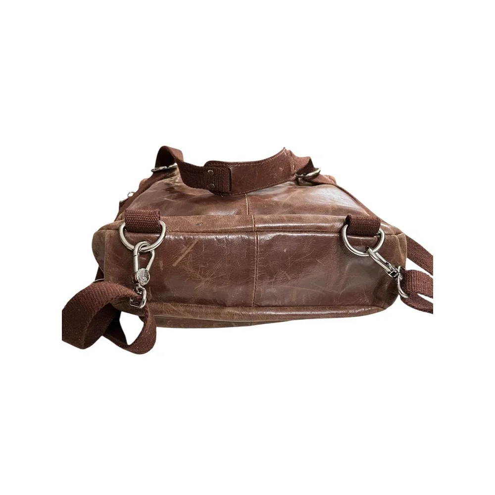 The Sak Brown Distressed Leather Convertible Backpack Crossbody Bag